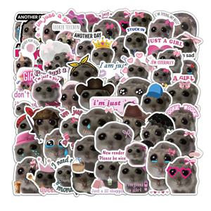 56pcs 귀여운 슬픈 햄스터 Meme 스티커 나는 단지 소녀 낙서 스티커 DIY 전화 기타 노트북 가방 방수 스티커