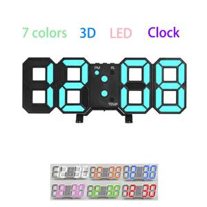 3D LED 디지털 시계, 빛나는 패션 벽시계, 다기능 크리에이티브 전자 시계, 홈 데코, 7 가지 색상