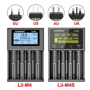 LiitoKala Lii-M4 Lii-M4S 5V EU AU 영국 미국 플러그 배터리 충전기 3.7V 18650 26650 21700 14500 18350 17500 1.2V AA AAA A C