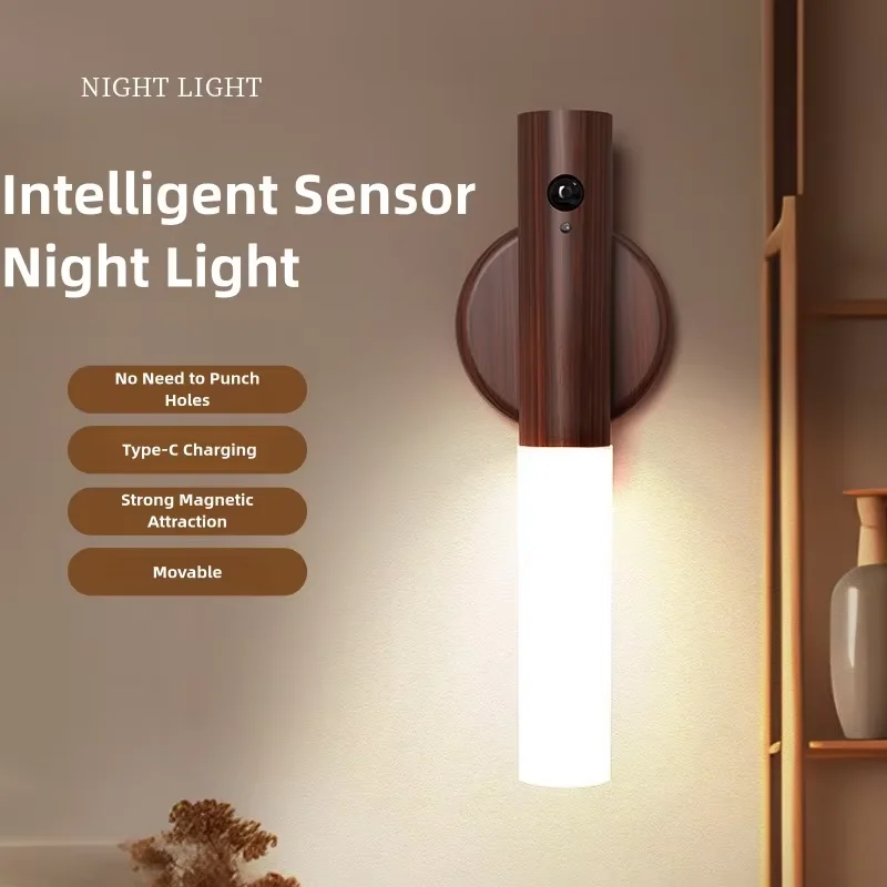 LED USB 밤 빛 자기 벽 램프 주방 캐비닛 옷장 빛 홈 계단 침실 테이블 이동 램프 머리맡 조명 -1PC