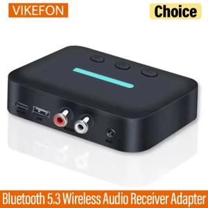 VIKEFON Bluetooth 오디오 수신기 어댑터 무선 스테레오 음악 3.5mm AUX R/L RCA 데스크탑 스피커 앰프 용 U 디스크 재생 지원