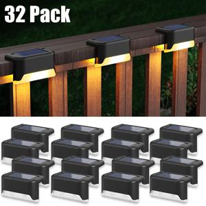4-32pack 따뜻한 흰색 태양 LED 단계 조명 방수 야외 정원 경로 계단 발코니 밤 빛 파티오 울타리 조명 장식