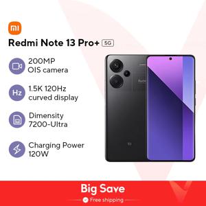 샤오미 레드미 노트 13 프로 플러스 5G 글로벌 버전, MediaTek Dimensity 7200, 울트라 6.67 인치 3D 곡선 1.5K 120Hz 디스플레이, 1, 256GB, 512GB