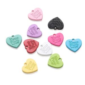 수제 팔찌 귀걸이용 캔디 컬러 하트 펜던트, 목걸이 펜던트, DIY 쥬얼리 제작 액세서리 용품, 10 개
