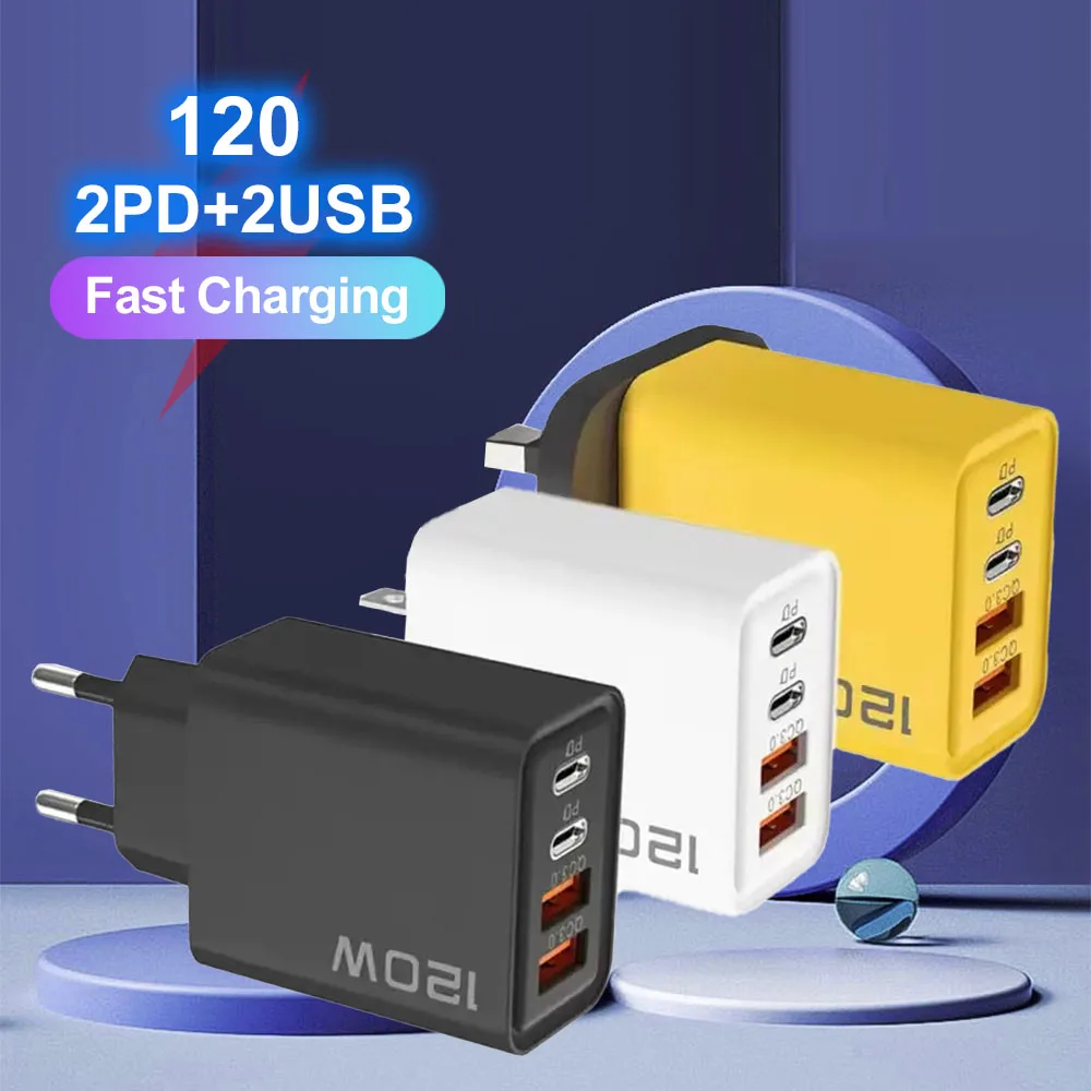 2 USB 2 유형 멀티 포트 벽 충전기 USB PD 어댑터 Xiaomi iPhone 13 12 삼성 휴대 전화 플러그 충전