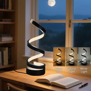 창의적인 LED 책상 독서등 USB 테이블 램프 디밍 가능 야간 조명 나선형 뱀 모양 버튼 스위치 흰색 또는 RGB 옵션
