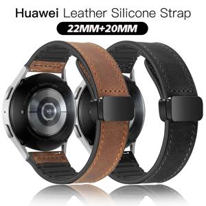 20 22mm 가죽 + 실리콘 스트랩 화웨이 시계 GT 4 3 2 46mm 42mm 손목 밴드 팔찌 화웨이 시계 4 3 GT2 3Pro GT2e GT2pro