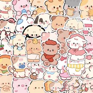 100PCS 귀여운 쾌활한 곰 동물 스티커 Scrapbooking 스틱 라벨 일기 저널 편지지 앨범 스티커 데칼 DIY 어린이 장난감