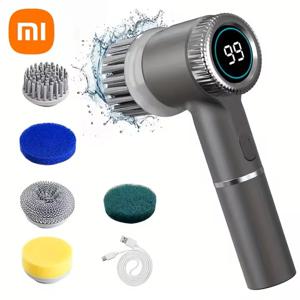Xiaomi 5 in 1 전원 스크러버 5 교체 가능한 브러시 헤드 전기 스핀 스크러버 욕실 청소 브러시 ​​전원 스크러버
