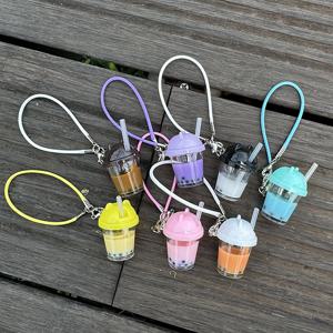 1 조각 1:12 인형 집 미니 진주 우유 차 컵 모델 펜던트 DIY 키 체인 학습 장면 액세서리 소형 장식