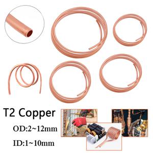 1 미터 T2 구리 부드러운 구리 튜브 코일 OD 2 ~ 12mm ID 1 ~ 10mm 99.9% 순수 구리 와이어 파이프 에어컨 냉각 DIY 공예