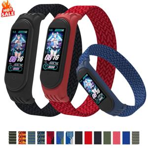Xiaomi Mi band 9 8 스트랩 시계 밴드 NFC 시계 팔찌 스마트 Miband 벨트 correa on Mi band 7 6 5 4 8 용 나일론 땋은 솔로 루프
