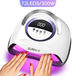 72LED 매니큐어 건조 램프 300W UV LED 네일 건조기 스마트 타이머로 젤 매니큐어 경화 전문 네일 살롱 도구