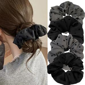 1/2PCS 폴카 도트 헤어 넥타이 로프 여성 대형 하트 Bowknot 인쇄 Scrunchies 그레이 블랙 헤어 밴드 포니 테일 홀더 모자를 쓰고 있죠