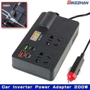 자동차 인버터 전원 어댑터 200W DC 12V/24V AC 220V 변환기 QC 3.0 USB/PD/Type-C 충전기 전압 감지 ON/OFF 스위치
