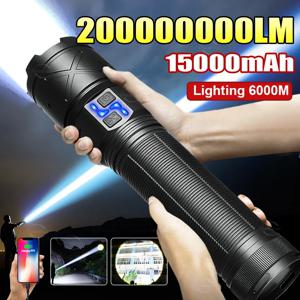 2025 새로운 울트라 브라이트 LED 손전등 USB 충전식 줌 손전등 장거리 6000M 전술 토치 캠핑 낚시 작업 램프