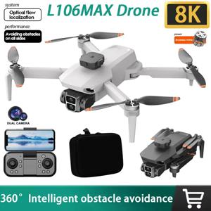 새로운 L106 MAX 브러시리스 모터 8K HD 듀얼 카메라 2.4GHz 드론 360 °   지능형 장애물 회피 휴대용 RC 헬리콥터 장난감 선물