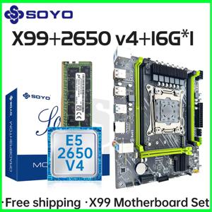 SOYO X99 마더보드 세트 LGA2011-3 CPU Xeon E5 2650 V4 DDR4 16GB 2133MHZ 메모리 NVME M.2 SATA3.0 USB3.0 컴퓨터 구성 요소