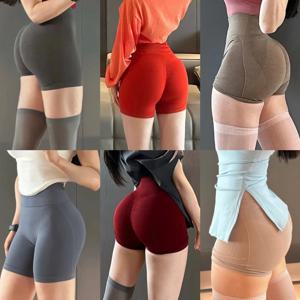 슈퍼 소프트 터치 타이트 바디 힙 리프팅 3부 바지, 여성용 피트니스 반바지가 있는 매끄러운 자카드 요가 바지