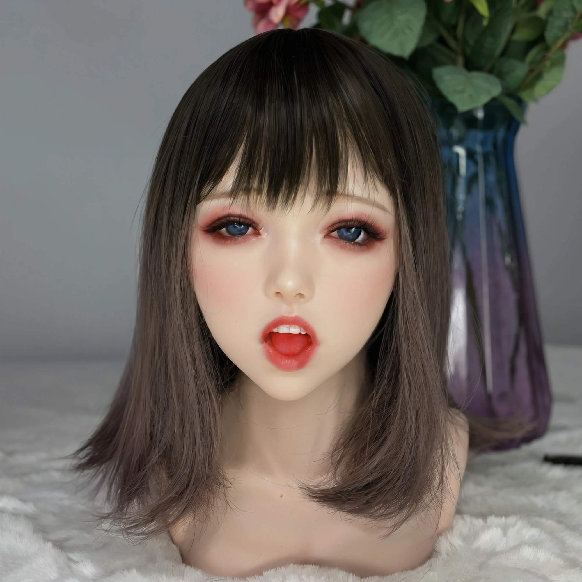 tpe 인형, tpe 재료, 화장품 예술, 성인 장난감, 여성의 큰 머리 시뮬레이션, 실제 얼굴, 특수 구강 채널, 맞춤 컬러 눈동자