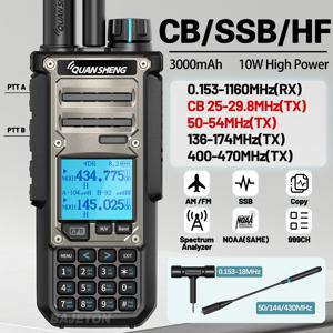 Quansheng TK11 8 워키 토키 장거리 10W 양방향 라디오 햄 CB 27MHz 단파 LW MW SW NOAA SSB AM FM 아마추어 송수신기