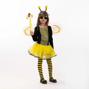 노란 꿀벌 의상 드레스 윙 마술 지팡이 머리띠 액세서리 소녀를위한 설정 어린이 카니발 요정 엘프 드레스 코스프레 생일