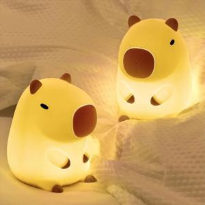 귀여운 애완 동물 Capybara 밤 빛 귀여운 만화 실리콘 크리 에이 티브 침대 옆 수면 밤 램프 어린이 방 장식 생일 선물