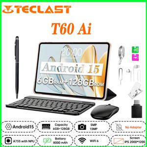 새로운 태블릿 Teclast T60 AI Allwinner A733 옥타 코어 12인치 2K HD TDDI 화면 6GB RAM 128GB ROM 안드로이드 15 WiFi6 8000mAh 13MP+5MP