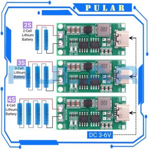 18650 리튬 배터리 다중 셀 2S 3S 4S Type-C ~ 8.4V 12.6V 16.8V 스텝업 부스트 LiPo 폴리머 리튬 이온 충전기 7.4V 11.1V 14.8V