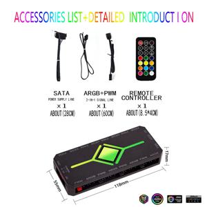 ARGB 팬 허브 PWM 9포트 3-in-1 PWM 마그네틱 허브 (리모컨 PWM 및 ARGB 허브 분배기 포함) PC 케이스 팬 컨트롤러 argb