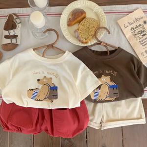 새로운 어린이 패션 반팔 TShirt 순수 코튼 의상 얇은 캐주얼 루즈 티셔츠 소년 베이비 프린트 라운드 넥 Bottoming Shirt