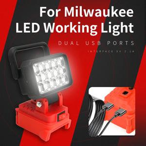 Led 라이트 맞는 밀워키 배터리 M18 휴대용 스포트라이트 무선 야외 작업 낚시 휴대용 비상 도구 라이트 타자 없음