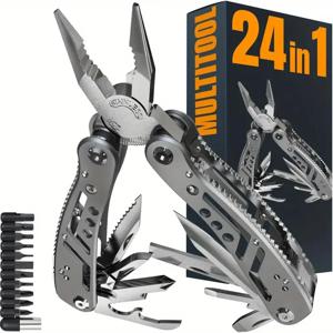 휴대용 포켓 24-in-1 Multitools 펜치 야외 생존 캠핑 사냥 및 하이킹을위한 스테인레스 나이프 스크루 드라이버