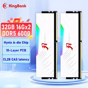 킹뱅크 히트싱크 메모리아 RAM DDR5 6000mhz 16GB 데스크탑 메모리아 DDR5 RAM 듀얼 채널 컴퓨터 데스크탑 PC 하이닉스 A 다이 CL28