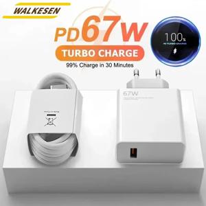 샤오미 14 울트라 프로 레드미 노트 13 프로 X5 F5 프로 휴대폰용 67W USB 고속 충전기 (6A 타입 C 케이블 포함)