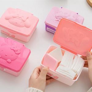 Sanrio 헬로 키티 멜로디 보관 상자 만화 KT 고양이 데스크탑 주최자 액세서리 포장 면봉 소녀 선물