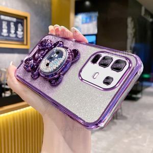 Infinix Note 50 Pro Plus용 귀여운 곰돌이 홀더 도금 실리콘 케이스, 부드럽고 충격 방지 기능이 있는 보호 스탠드 커버 Note50 4g