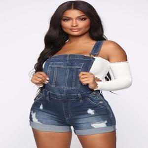 여성용 데님 점프수트 패션 캐주얼 찢어진 반바지 청바지 스트랩 점프수트, S-2XL, 직송, 여름 핫 세일