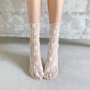여자 패션 여름 속이 빈 부드러운 신선한 레이스 꽃 세련된 양말 숙녀 통기성 메쉬 얇은 Sokken Dropship