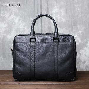 레트로 가죽 핸드백, 남성용 가로 대용량 메신저 서류 가방, 첫 번째 레이어 소가죽 비즈니스 컴퓨터 가방