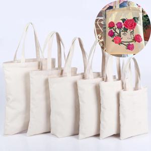 대용량 캔버스 쇼핑백, 접이식 친환경 면 토트백, 재사용 가능한 DIY 숄더백, 식료품 핸드백, 베이지 화이트