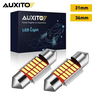AUXITO 4/2Pcs C10W LED Canbus 꽃줄 31mm 36mm C5W LED Bulb12V COB 6000K 흰색 자동차 인테리어 돔 독서 등 번호판