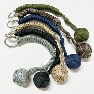 야외 자기 방어 우산 밧줄, 원숭이 주먹 강철 공, Paracord 생존 열쇠 고리, 야외 안전 보호 액세서리