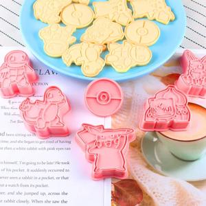 6 개/대 포켓몬 쿠키 금형 3d 만화 애니메이션 그림 피카추 Charmander Squirtle Bulbasaur DIY 베이킹 금형 파티 액세서리