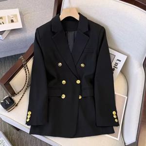 여성용 Office Lady 슬림 블레이저, 긴 소매 코트, 블랙 재킷, 캐주얼 아우터, 가을, 겨울 패션, 2023