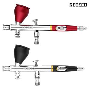 NEOECO NCT-SJ83 듀얼 액션 에어 브러시 9cc 1/3 oz 유체 컵 빠른 제거 에어 브러시 캡 디자인 모델 케이크 아트 용 중력 피드 세트