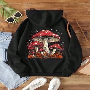 레드 버섯 성격 그래픽 Hoody 여성용 하라주쿠 캐주얼 운동복 패션 양털 후드 가을 따뜻한 S-XXL 여성상의