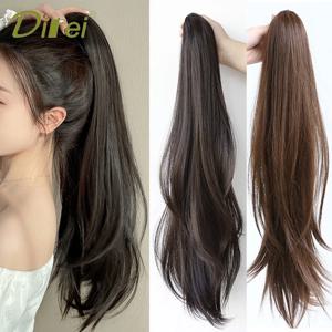 DIFEI 합성 잡아 클립 포니 테일 헤어 익스텐션 가발 자연 블랙 60CM 클립 여성 말 꼬리 가발 긴 스트레이트 헤어 피스