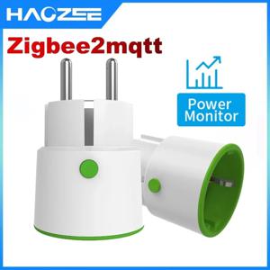 Haozee 스마트 지그비 플러그 소켓 3680W 16A 전력 에너지 모니터링 타이머 스위치 EU 콘센트 홈 어시스턴트 Zigbee2mqtt