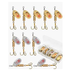 10Pcs 6.7cm 7g 스피너 스푼 금속 미끼 낚시 루어 스팽글 크랭크베이트 스푼 미끼 배스 송어 퍼치 파이크 회전